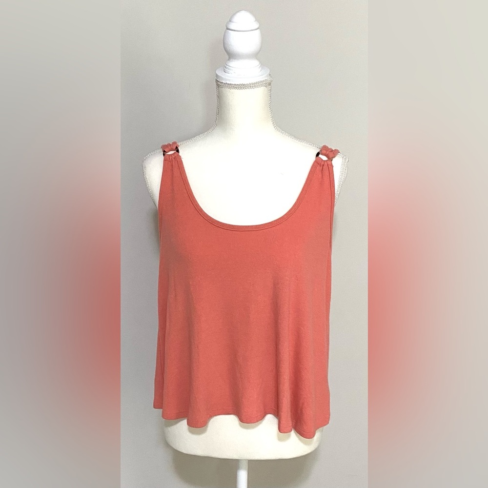 Sadie & Sage Womens M Crop Coral Orange Top Boho Fall Festival 90s Minimalism